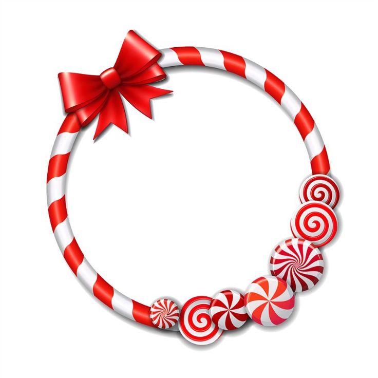 a red and white circle with candy canes on it