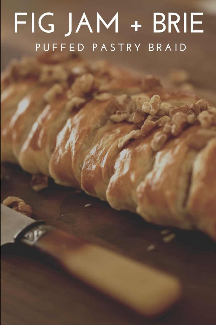 a close up of bread on a cutting board