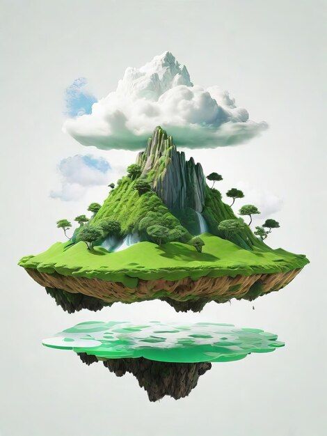 an island floating in the air with trees on it