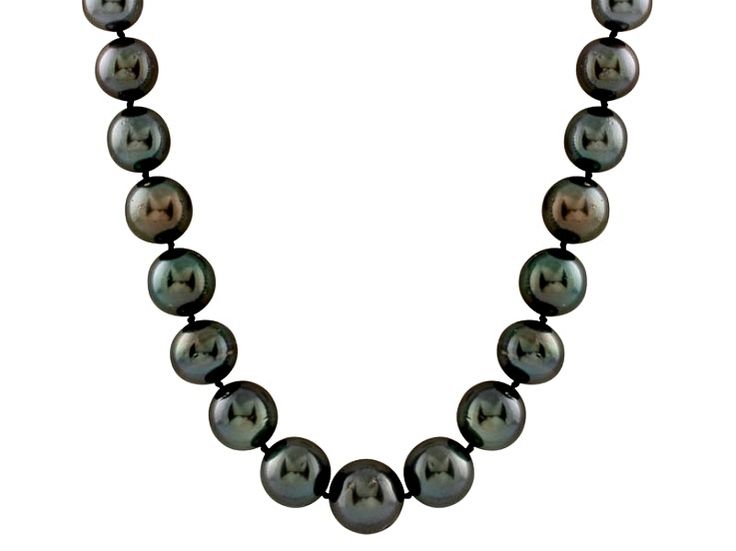 11-14MM BLACK CULTURED TAHITIAN PEARL 14K YELLOW GOLD STRAND NECKLACE 18 INCHES Classic Round Tahitian Pearl Necklaces, Classic Tahitian Pearl Round Necklaces, Luxury Black Pearl Necklace With Round Beads, Formal Black Tahitian Pearl Necklace, Luxury Black Single Strand Pearl Necklace, Luxury Black Tahitian Pearl Necklaces, Formal Black Tahitian Pearl Necklaces, Black Single Strand Pearl Necklace, Formal Black Tahitian Pearl Jewelry