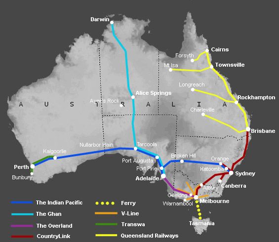 a map with all the major roads in australia