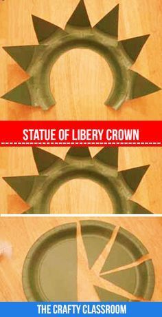 the state of liberty crown is shown in three different pictures, including one with spikes on it