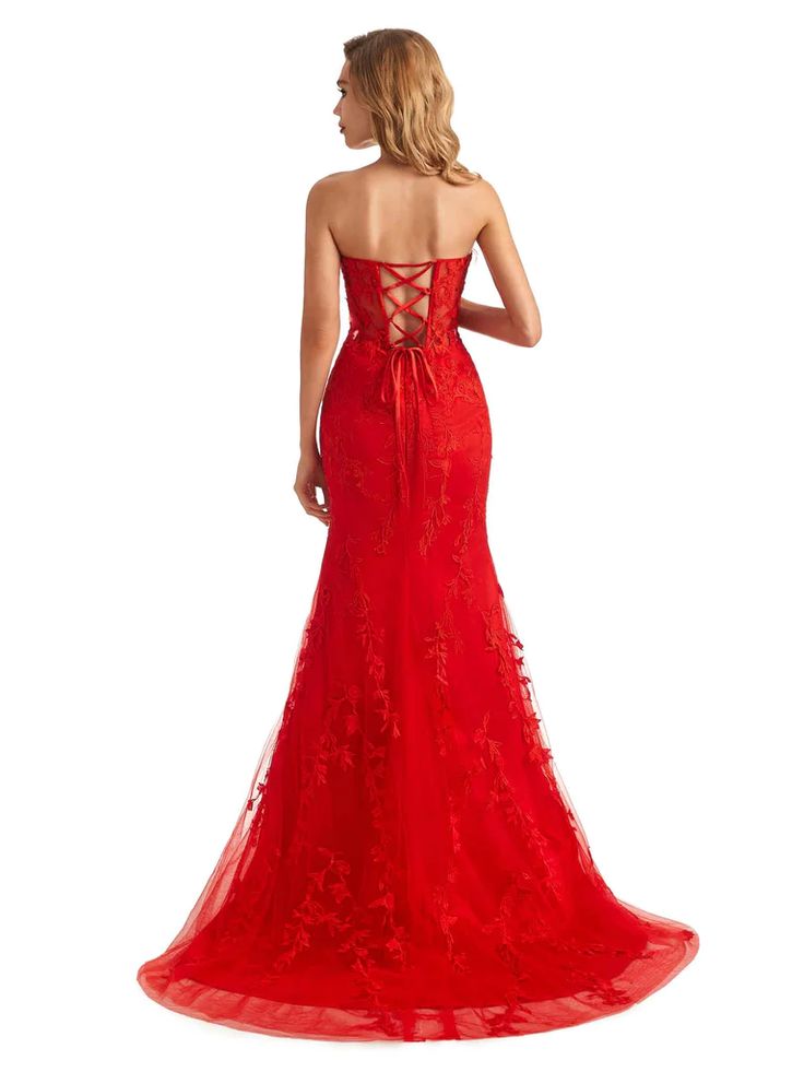 Sexy Mermaid Red Lace Beaded Sweetheart Long Formal Prom Dresses Online- ChicSew Formal Prom Dresses Long, Formal Prom Dresses, Affordable Prom Dresses, Bridesmaid Dresses Online, Lace Mermaid, Custom Size Dresses, Satin Bridesmaid Dresses, Prom Dresses Online, Red Prom Dress