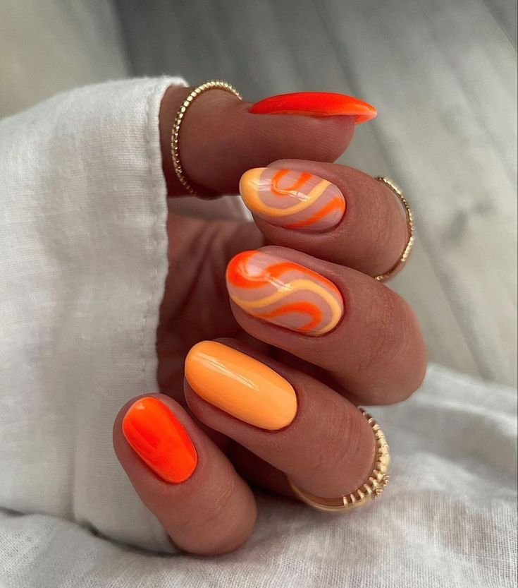 Short nails idea 💕 Dreamsicle Nails, Neon Manicure Ideas, Olivia Nails, Swift Nails, Nails Orange, August Nails, 2024 Nails, Nagel Tips, Simple Gel Nails