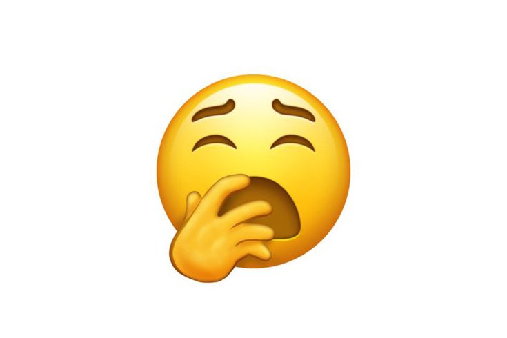 a yellow emoticive smiley face with its hand on it's cheek and eyes closed