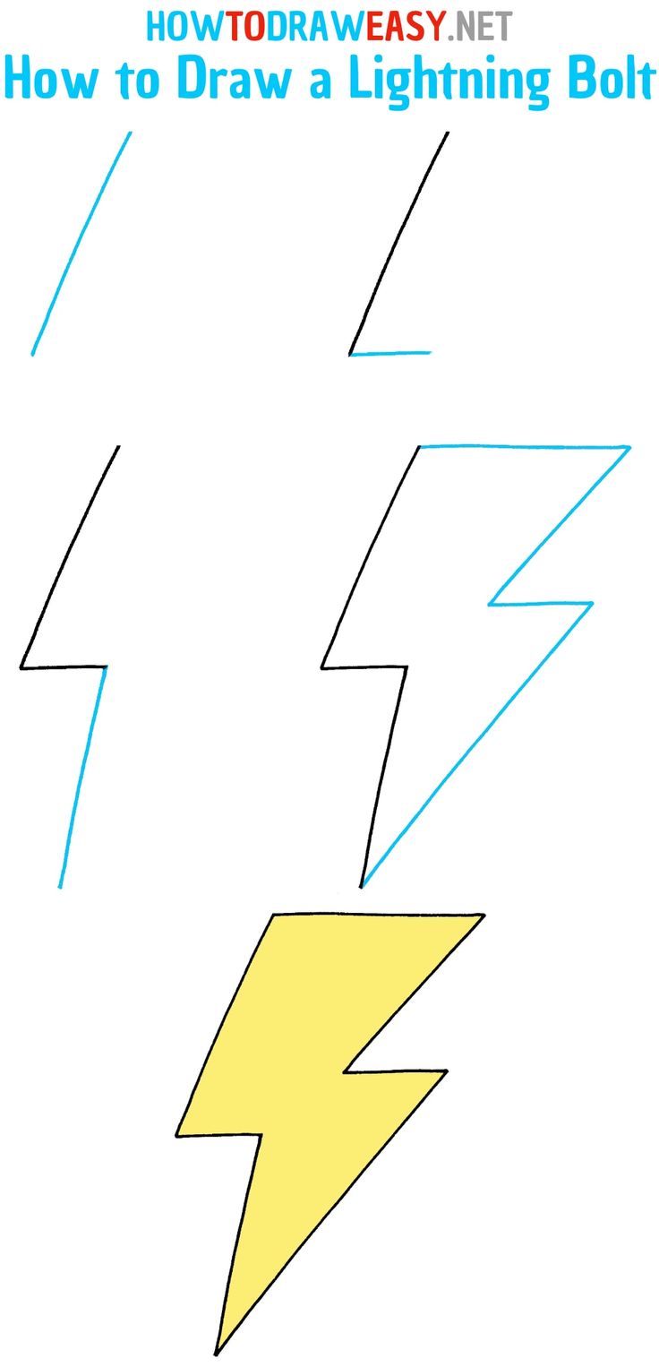 how to draw lightning bolt with easy step by step instructions for kids and beginners