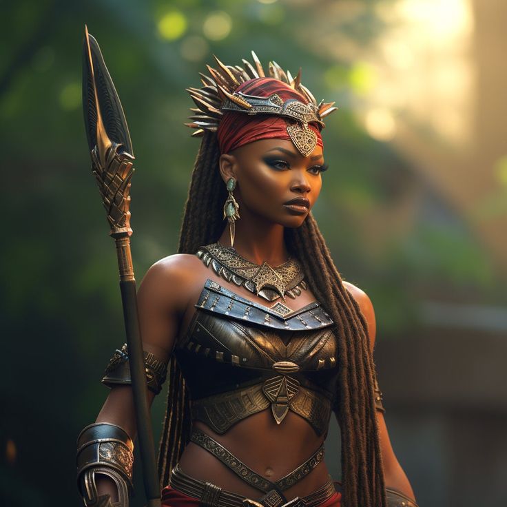 African Warrior Women, African Warrior Queen, Egyptian Hairstyles, Egyptian Warrior, African Superhero, African Warrior, Supernatural Powers, Cheetah Cubs, Female Warriors