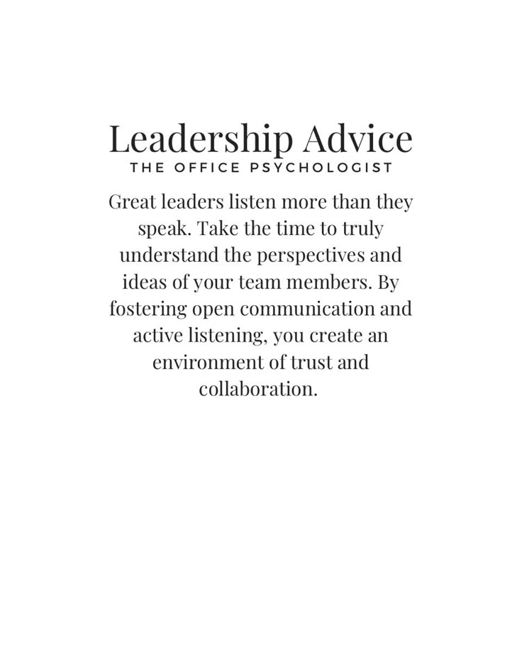 an advertisement with the words leadership advice in black and white, on a white background