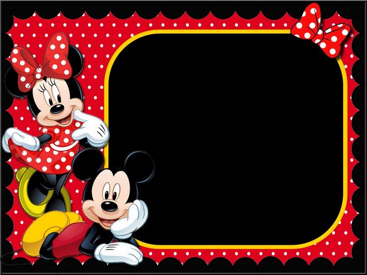 two mickey and minnie mouses with a polka dot border around the frame for a photo