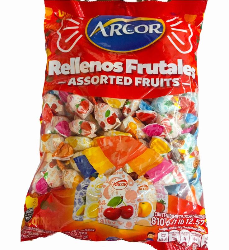 a bag of fruit filled with lots of candy