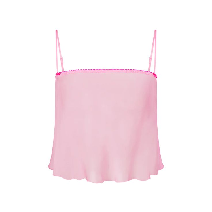 SKIMS ROMANCE SUPER CROPPED CAMI | BUBBLE GUM - SKIMS ROMANCE SUPER CROPPED CAMI | BUBBLE GUM Pink Crop Top With Built-in Bra, Cropped Pink Tank Top With Built-in Bra, Pink Cropped Crop Top With Built-in Bra, Pink Crop Top With Adjustable Straps, Pink Camisole Crop Top With Straps, Pink Cami Crop Top With Straps, Pink Strappy Cami Crop Top, Chic Spaghetti Strap Crop Top With Lace Trim, Flirty Pink Camisole For Party