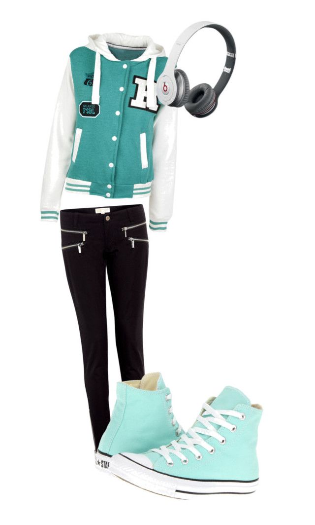 Teal Converse Outfit, Vasity Jacket, Varsity Outfit, Teal Converse, Converse Hightops, Teal Outfits, Converse Outfit, Boyish Style, Man Jacket