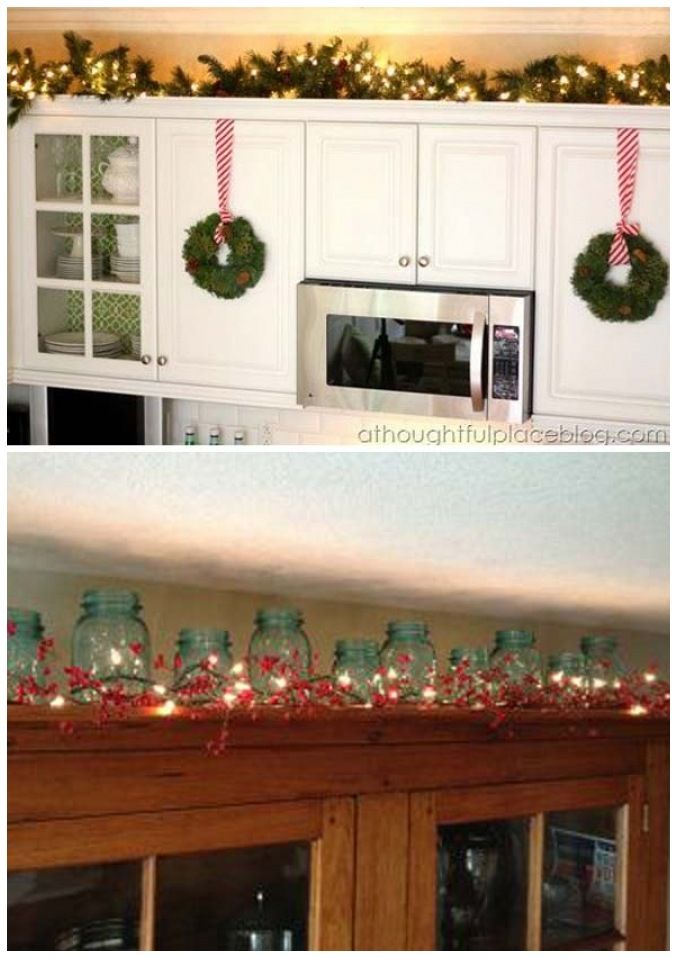 two pictures side by side with christmas decorations on the top, and in the bottom