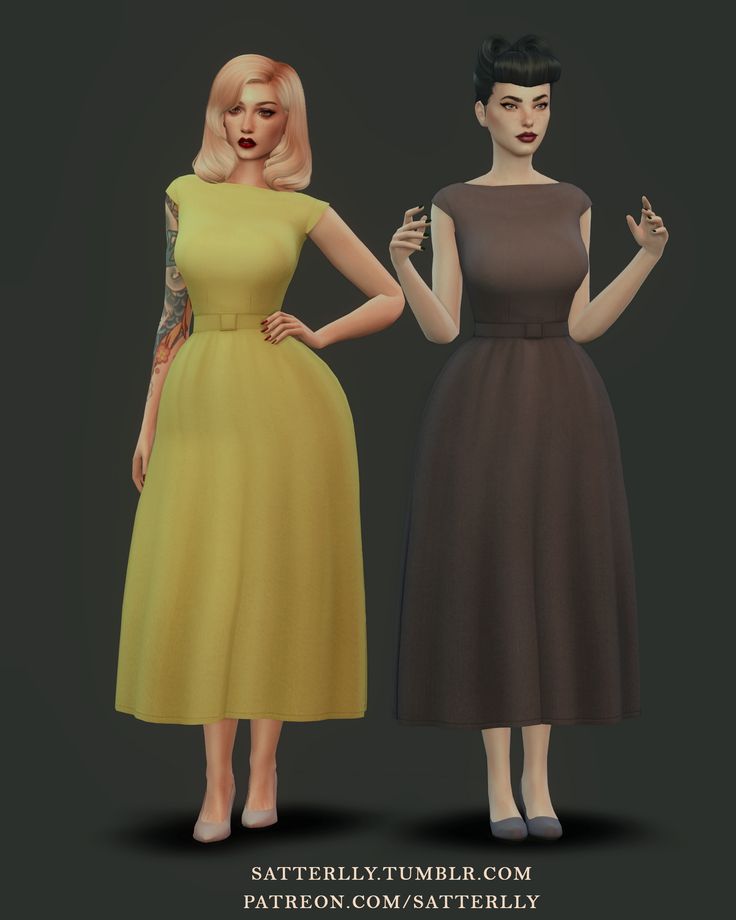 two women in dresses standing next to each other with their hands on their hipss