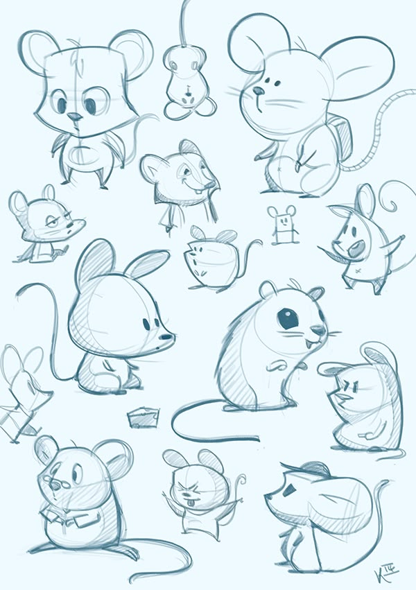 some drawings of mice and mice