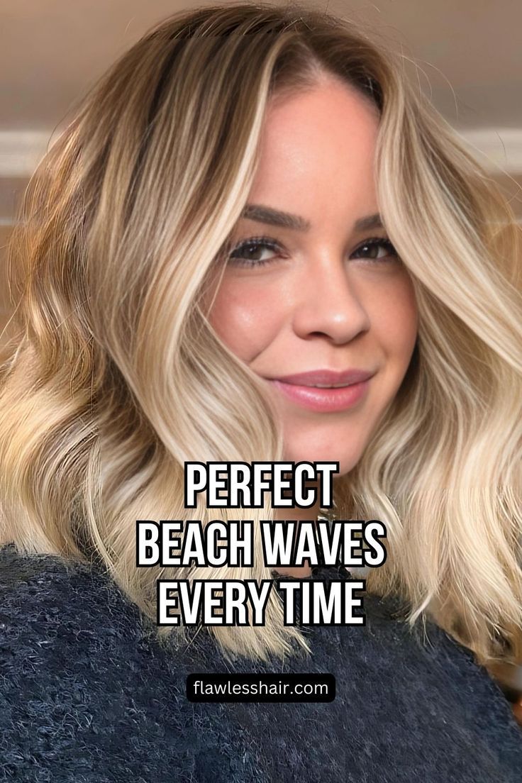 Beach Waves Using Heat Styling Tools Products For Beach Wave Hair, Simple Waves Hairstyle, How To Get Waves In Medium Length Hair, Beach Waves Using Curling Iron, Curls With Iron Flat, Shoulder Length Waves How To Do, Lob Waves Tutorial, Using Flat Iron To Curl Hair Beach Waves, Beach Wave Blonde Hair