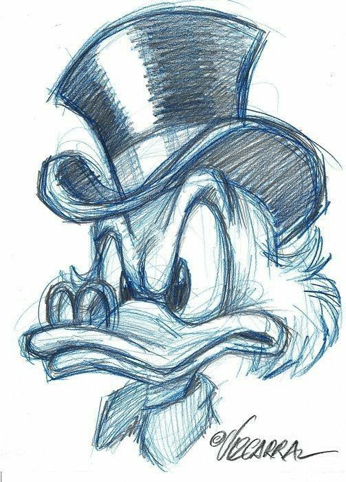 a drawing of donald the duck wearing a top hat