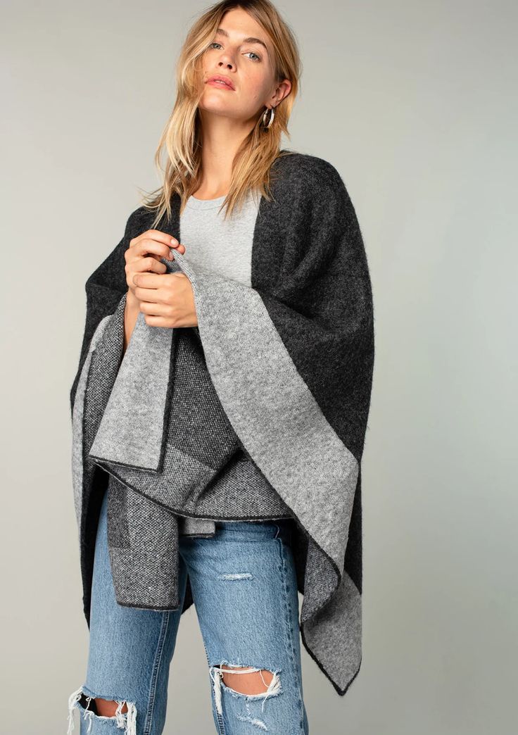 Cape cardigan Relaxed fit Mid-length Open front Fall sweater Fall Capes, Sweater Cape, Cape Sweater, Fall Days, Warm Sweater, Fall Sweater, High Hips, Soft Sweater, Warm Sweaters