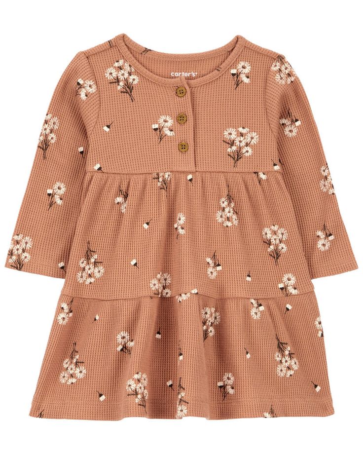 Designed with allover floral and crafted in cozy thermal, this long-sleeve dress is perfect for chilly weather festivities. Thermal Dress, Ditsy Dress, Dusty Lavender, Family Picture Outfits, Autumn Dress, Picture Outfits, Carters Baby, Toddler Clothes, Chilly Weather