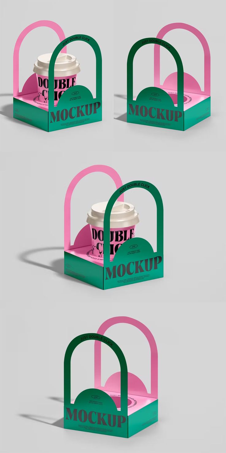 three boxes with different designs on them, one is pink and the other is green