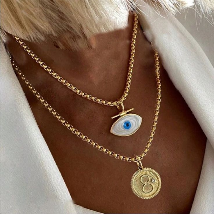 Thick Chain Evil Eye Necklace In Gold Tone Stainless Steel Gold Plated New (Boutique Packaging) ******Let Me Know If You Like To Bundle With Another Listing! ******I Always Accept Reasonable Offers ***** Tags : Anthro Anthropologie Free People We The Free Zara Zara Jewelry Lili Pulitzer 8 Other Reasons For Love And Lemons Ettika Shashi The M Jewelers Asos Revolve Boho Bohemian Gypsy Minimalist Country Beaded Festive Luxury Contemporary Vintage Turquoise Flower Earrings, Gold Evil Eye Necklace, Floating Pearl Necklace, Blue Turquoise Necklace, M Jewelers, Stackable Necklaces, Evil Eye Necklace Gold, Contemporary Vintage, Zara Jewelry