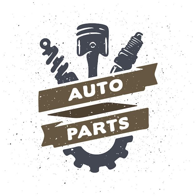 auto parts logo with wrench and gears