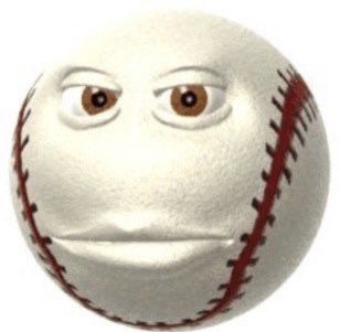 a baseball ball with eyes and mouth is shown