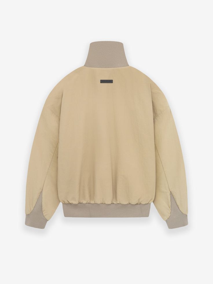 Washed Nylon Half Zip Track Jacket | Fear of God Nylon Half-zip Sportswear Outerwear, Winter Nylon Outerwear With Ribbed Collar, Athleisure Half-zip Outerwear With Pockets, Half-zip Winter Outerwear For Streetwear, Half-zip Winter Streetwear Outerwear, Streetwear Track Jacket With Padded Collar, Beige Half-zip Outerwear For Fall, Fall Outdoor Outerwear With Funnel Neck, Fall Funnel Neck Outerwear For Outdoor