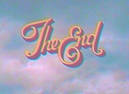 the end title with an airplane flying in the sky and clouds behind it that reads, the end