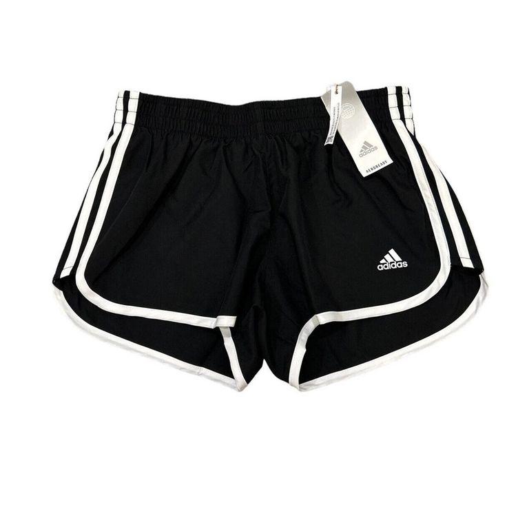 Brand New With Tags, Tag Price Is $30. Waist Measurement Is Approximately 29 Inches. Inseam Is Approximately 3 Inches. Built In Lined Shorts On The Inside. These Adidas Women's Marathon 20 Shorts Are A Must-Have For Any Athletic Woman. With A Solid Pattern, Pull-On Closure, And Flat Front Design, These Shorts Are Perfect For Both Casual Wear And Active Pursuits Such As Running And Jogging. The Shorts Are Made With Breathable Polyester Material, Ensuring Comfort During Any Season, Whether It Be W Adidas Shorts Women, Rita Ora Adidas, Shorts Adidas, Black And White Shorts, Black And White Color, Adidas Shorts, Cycling Shorts, Blue Adidas, Black And White Colour