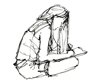 a black and white drawing of a backpack