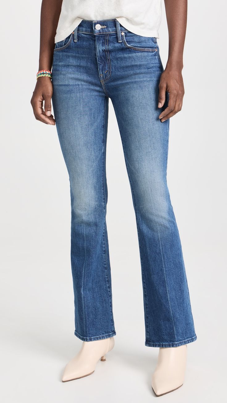 MOTHER The Weekender Jeans | Shopbop Fitted Flares With Frayed Hem For Fall, Fitted Flares With Frayed Hem And Straight Leg, Fitted Mid-rise Flares With Frayed Hem, Fitted Flares With Frayed Hem, Flare Jeans With Five Pockets For Fall, Fall Flare Jeans With Five Pockets, Medium Wash Mid-rise Flares With Five Pockets, Mid-rise Medium Wash Flares With Five Pockets, Stretch Flare Jeans With Five Pockets