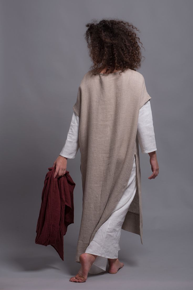 Open-Weave Flax Tunic SANGA Viking Wedding Dress, Natural Clothes, Costume Viking, Linen Wedding Dress, Medieval Festival, Linen Dress Summer, Linen Shawl, Viking Dress, Western Wedding Dresses