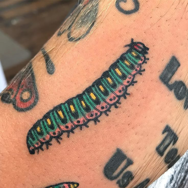 a close up of a person's arm with tattoos on it and numbers in the background