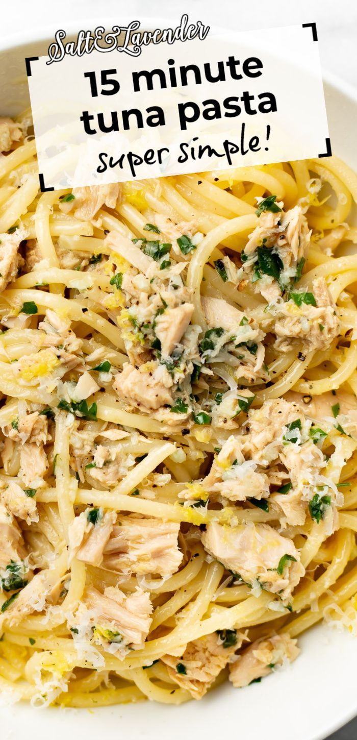 closeup of a bowl of pasta with text overlay that reads 15 minute tuna pasta - super simple! Can Tuna Recipes Healthy, Tuna Spaghetti Recipe, Canned Tuna Pasta, Tuna Spaghetti, Tuna Lunch, Easy Tuna Recipes, Healthy Tuna Recipes, Tuna Dinners, Tuna Dishes