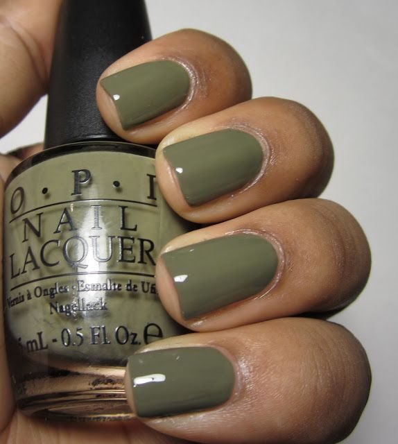 OPI Uh-Oh Roll Down the Window army green color. Really interesting color. Think you could pull it off? Green Manicure, Opi Nail Polish Colors, Fall Acrylic, Opi Colors, Brown Nail, Opi Nail Colors, Nagellack Trends, Green Nail Polish, Nails Green