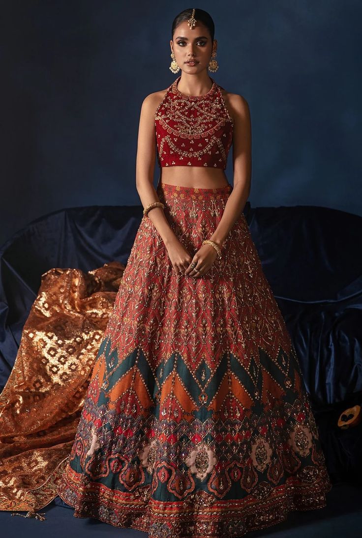 Sleeveless Lehenga Choli Bridal Indian Wedding Dress Sleeveless Lehenga, Bridal Indian, Maharani Designer Boutique, Bridal Lehenga Online, Pakistani Formal Dresses, Desi Wedding Dresses, Lehenga Choli Wedding, Bridal Lehenga Collection, Indian Bridal Lehenga