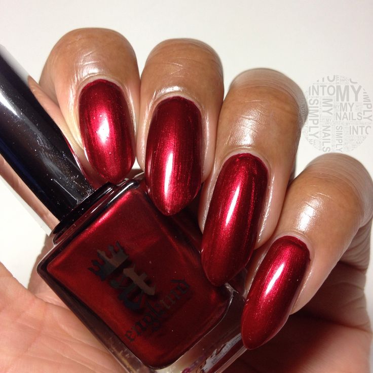 AEngland Perceval Dark Red Shiny Nails, Candy Apple Red Nails, Red Metallic Nails, Dark Burgundy Nails, Christmas Shellac, Christmas Shellac Nails, Red Fingernails, Bold Nails, Shellac Nail Colors