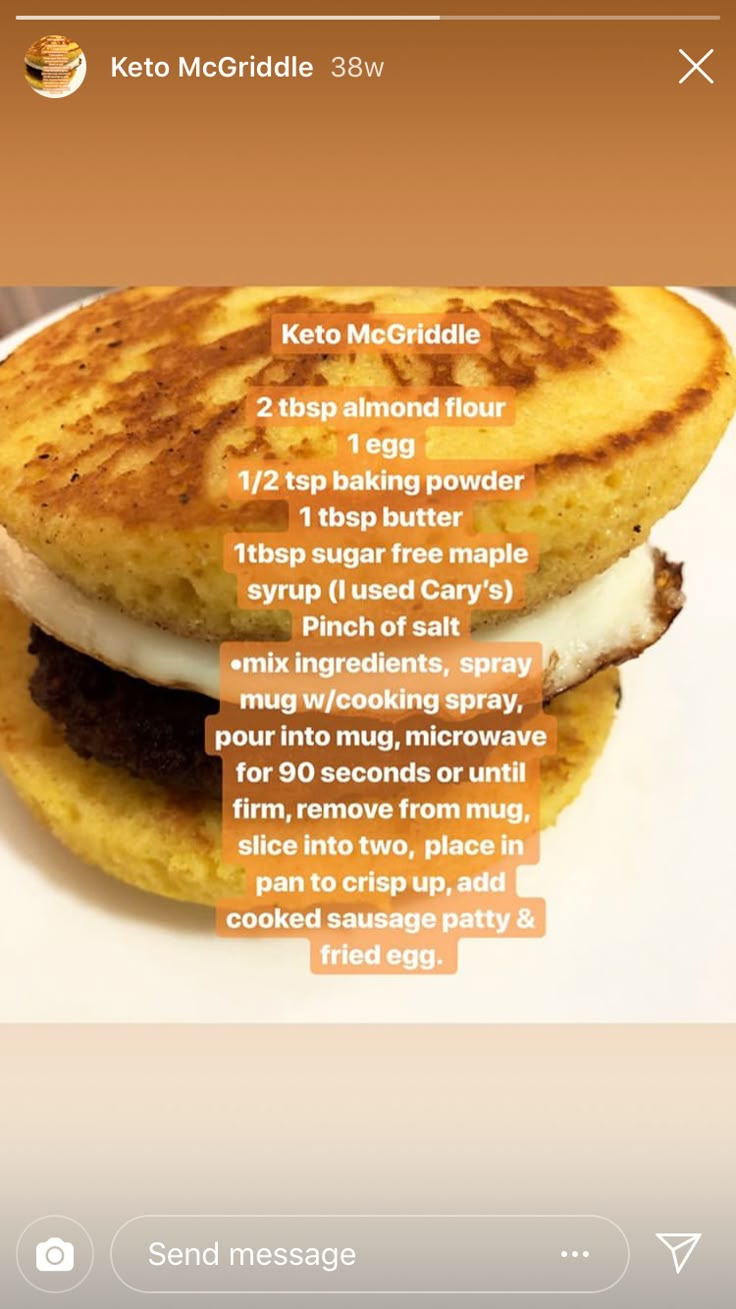 an image of a breakfast sandwich on a plate with the words keto mcdonald's