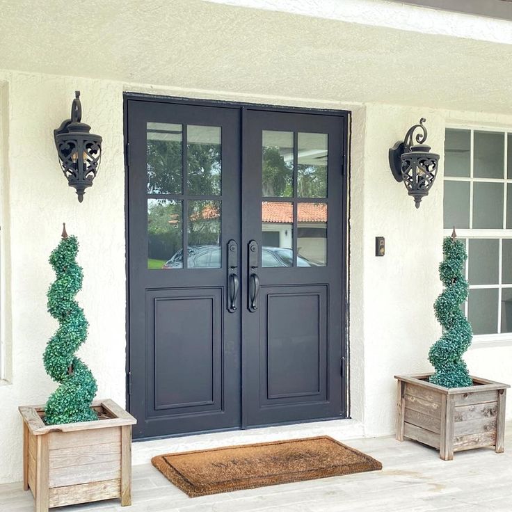 Getty - Double Flat - Pinky's Iron Doors Double Exterior Doors Front Entry, Double Front Entry Doors, Double Door Entrance, Double Doors Exterior, Inside Doors, Build House, Security Doors, Double Entry Doors, Double Front Doors