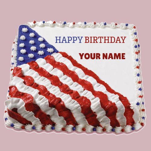 a birthday cake with an american flag on it