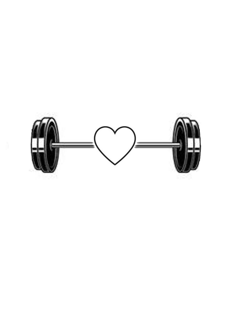 a pair of dumbbells with a heart in the middle