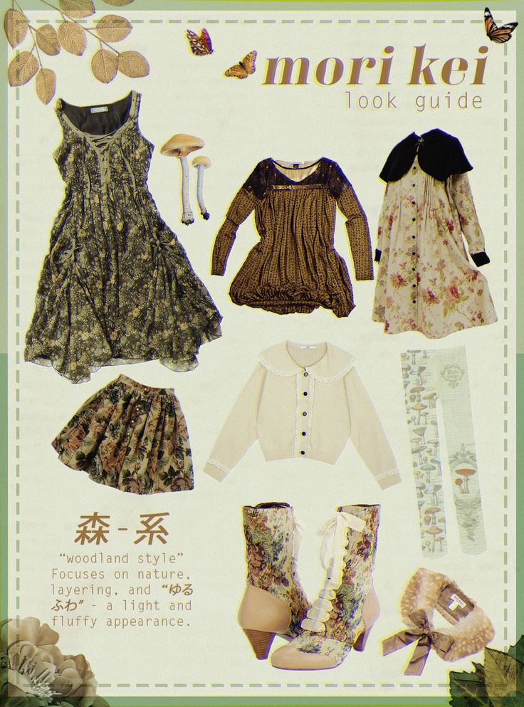 Mori Aesthetic Outfits, Mori Kei Bedroom, Japanese Cottagecore Fashion, Mori Kei Aesthetic Icons, Mori Kei Accessories, Mori Aesthetic, Casual Mori Kei, Cozy Core Aesthetic Outfit, Mori Kei Makeup