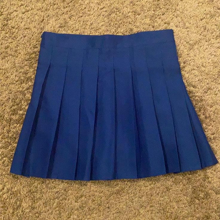 This Skirt Has Never Been Worn And Is In Great Condition. Trendy Blue Bottoms For School, High Waist Blue Skirt For School, Blue Skort For School In Spring, Trendy Blue Mini Skirt For School, Preppy Blue Skort For Spring, Blue Skort For School And Summer, Blue Skort For School In Summer, High Waist Blue Mini Skirt For School, Trendy Fitted Blue Tennis Skirt