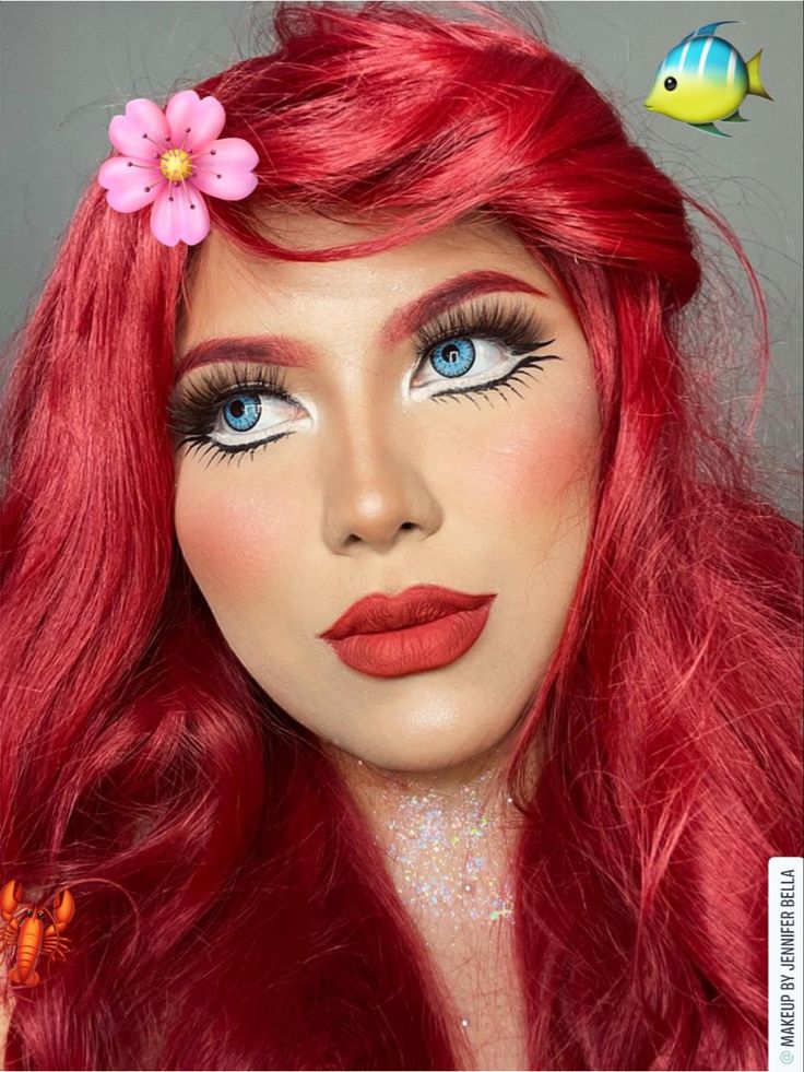 Ariel Halloween Makeup, Ariel The Little Mermaid Makeup, Little Mermaid Makeup Looks, Ariel Makeup Look, Ginger Hairstyles, Ariel Halloween, Little Mermaid Makeup, Princesa Ariel Disney, The Little Mermaid Musical