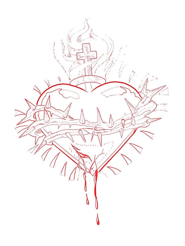 a drawing of a heart with a crown on it and blood dripping down the side