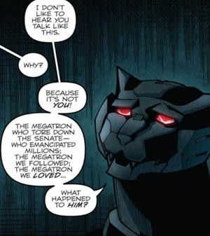 a black cat with red eyes is talking to someone