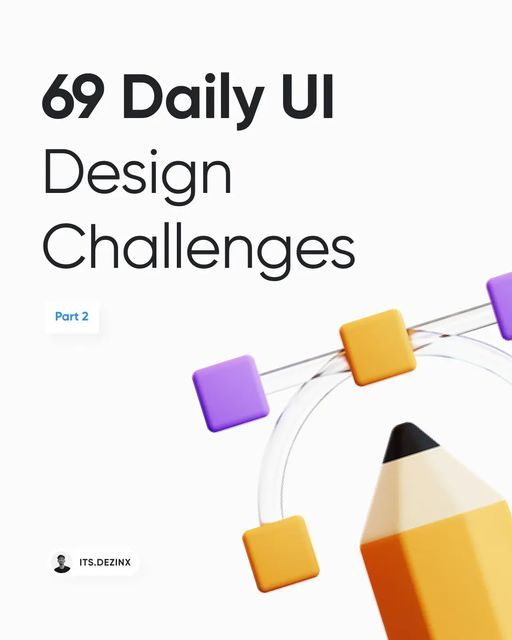 a book cover for the 69 daily ui design challenges part 2, with an image of a pencil and cubes