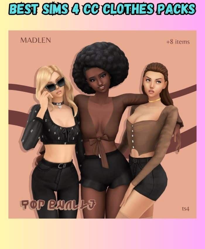 75  Latest Sims 4 cc Clothes Packs 2024 (Upgrade Your Sims Wardrobe) Sims 4 Maxis Match Clothes, Unique Crop Tops, Cozy Gamer, Cc Packs, The Sims Mods, Clothes Cc, Sims 4 Cc Clothes, Sims Clothes, Sims 4 Dresses