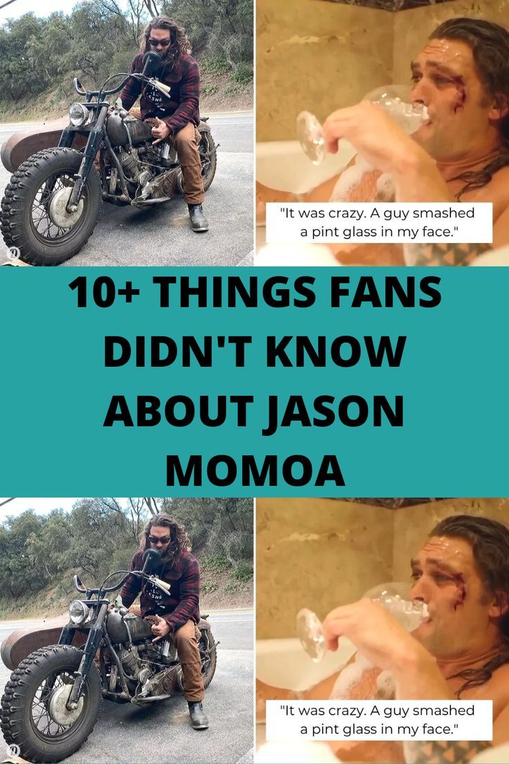 a man sitting on top of a motorcycle drinking from a water bottle with the caption, 10 things fans didn't know about jason moma